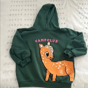 H&M Green and Orange Llama Hoodie Sweatshirt